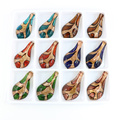 MC0098 Handmade Jewellery Necklace Drop Shaped Lampwork Glass Pendants Hamuman Love Couples Pendants Gold